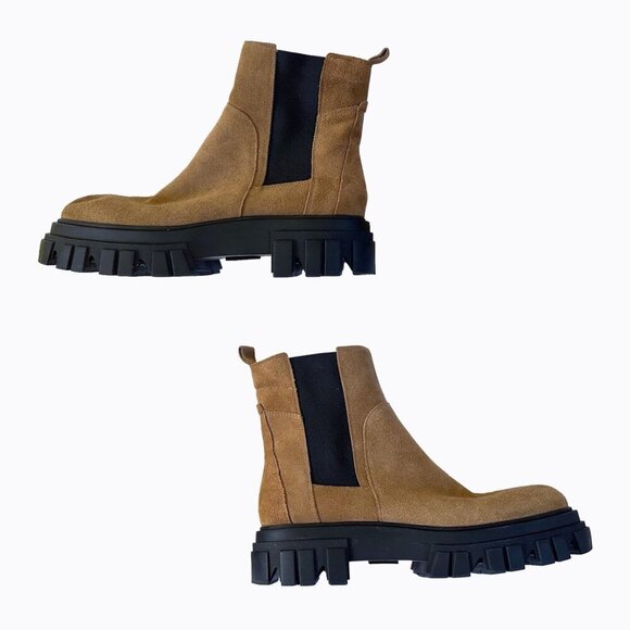 Marc Fisher Ankle Boot Brown 9 Chunky Lug Platform Suede Leather Y2K 90s Grunge - Picture 2 of 9